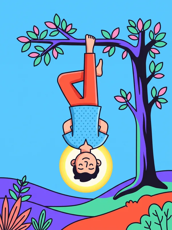 The Hanged Man tarot card illustration