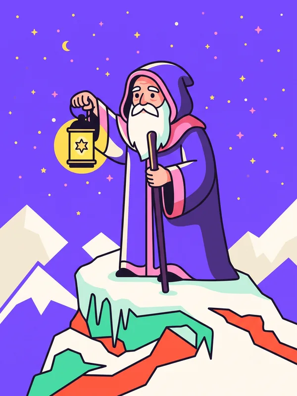 隐士 (The Hermit) 塔罗牌插图