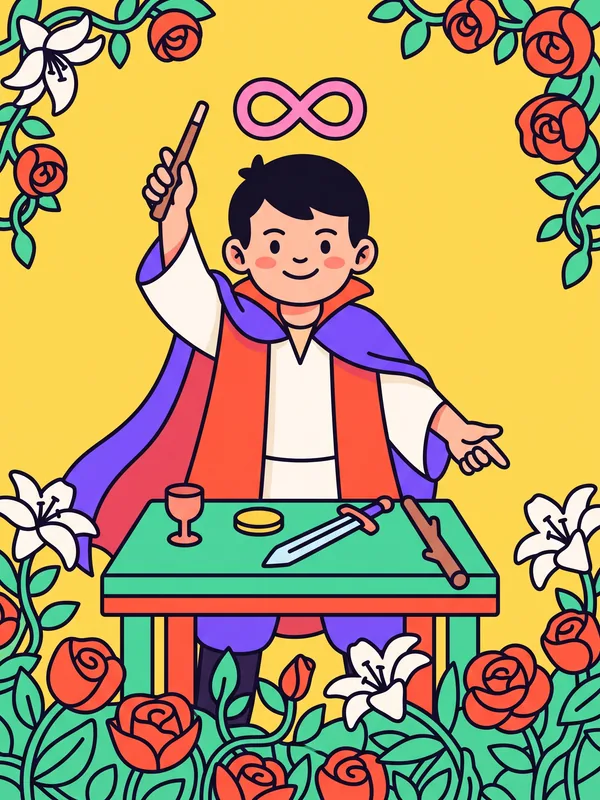 The Magician tarot card illustration