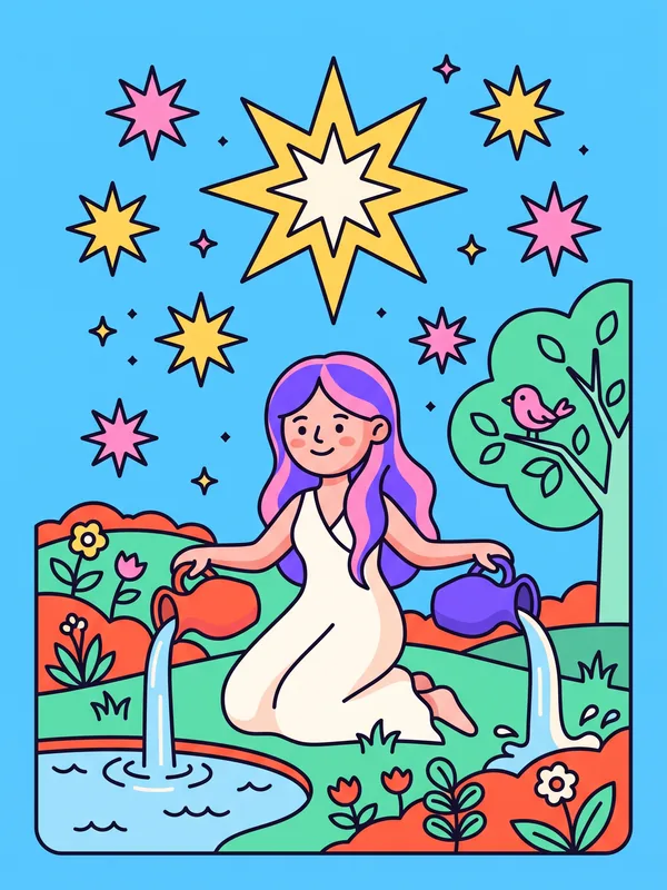 星星 (The Star) 塔罗牌插图