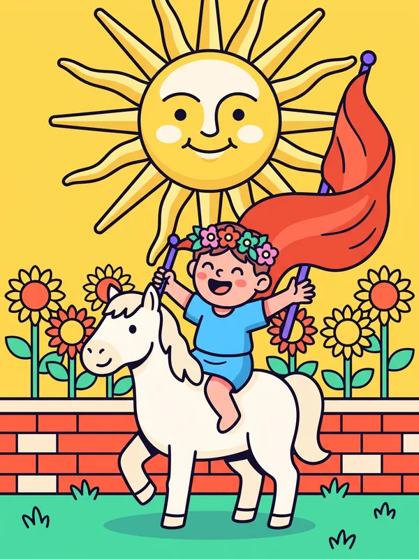 Ilustración de la carta de tarot El Sol (The Sun)