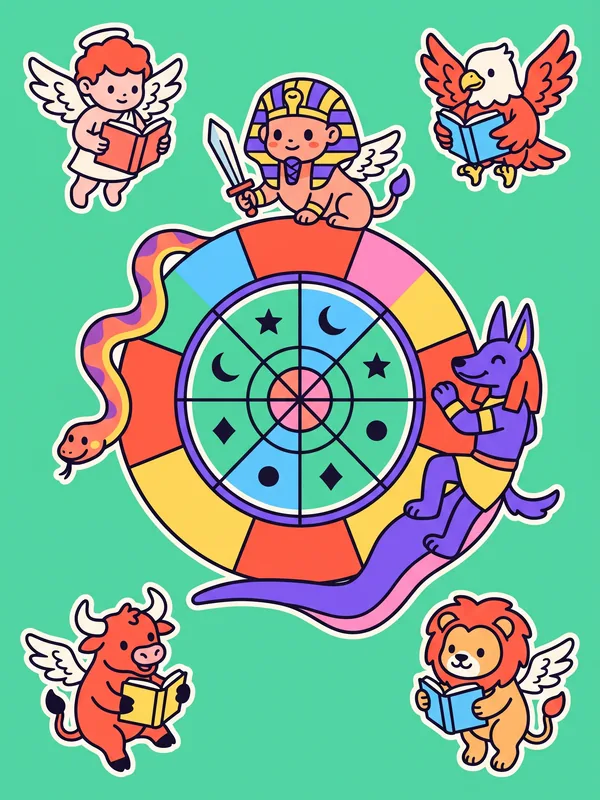Wheel of Fortune tarot card illustration